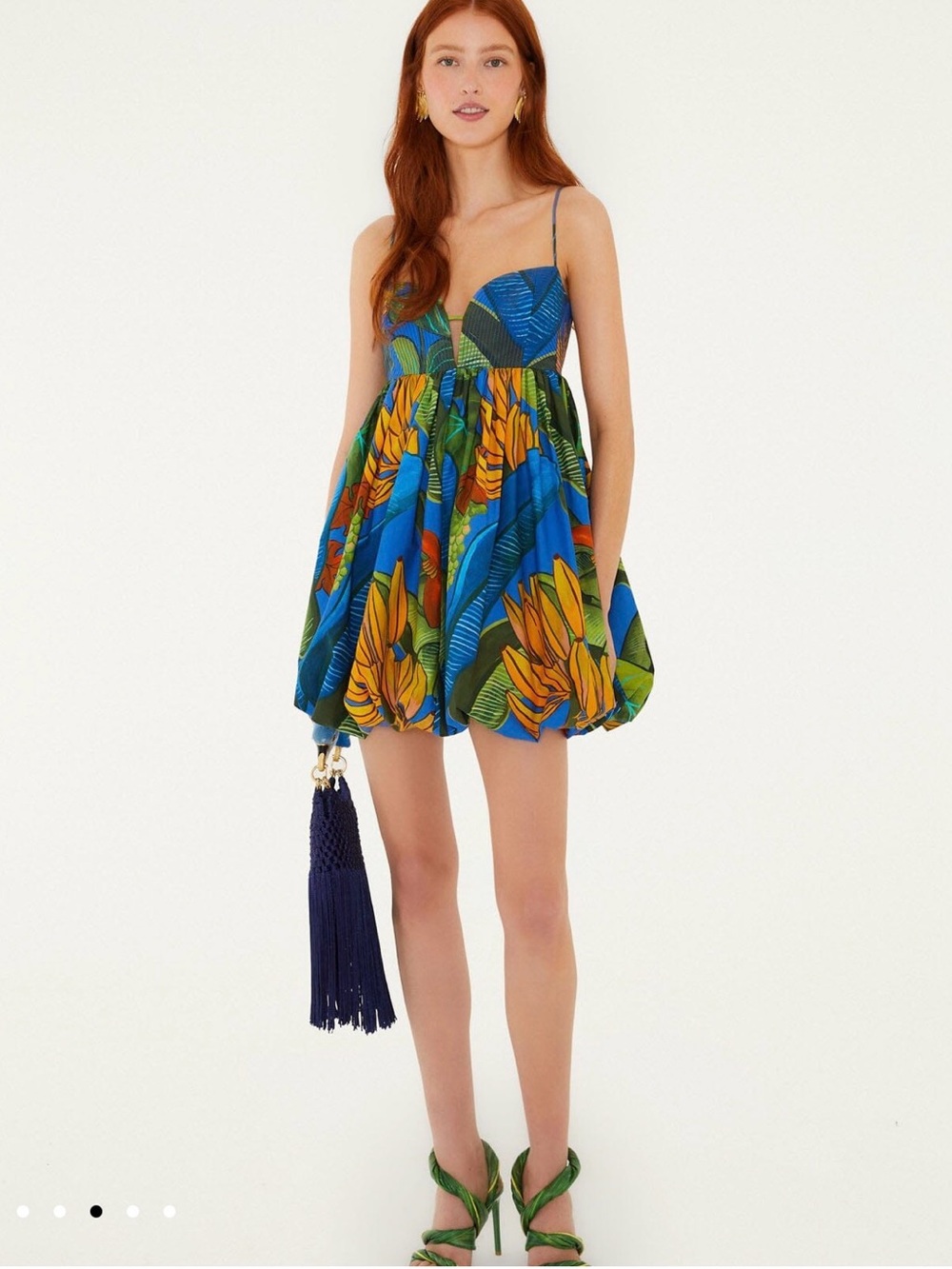 FARM Rio Blue Banana Sleeveless Mini Dress with Green and Yellow Accents - Picture 4 of 11